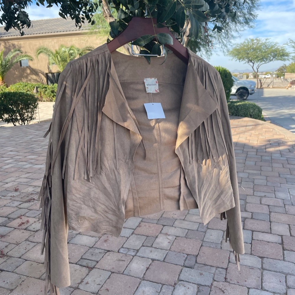 Tan fringed jacket
